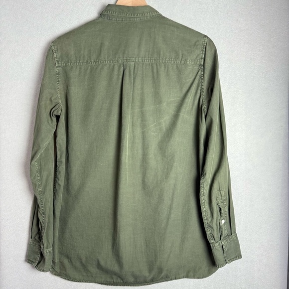 Vince Women’s Button Down Long Sleeve Top Army Green Pockets Women's Size M - Picture 9 of 13